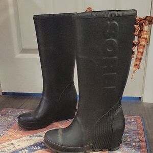 Sorel Tall Black Rubber Rain Boots